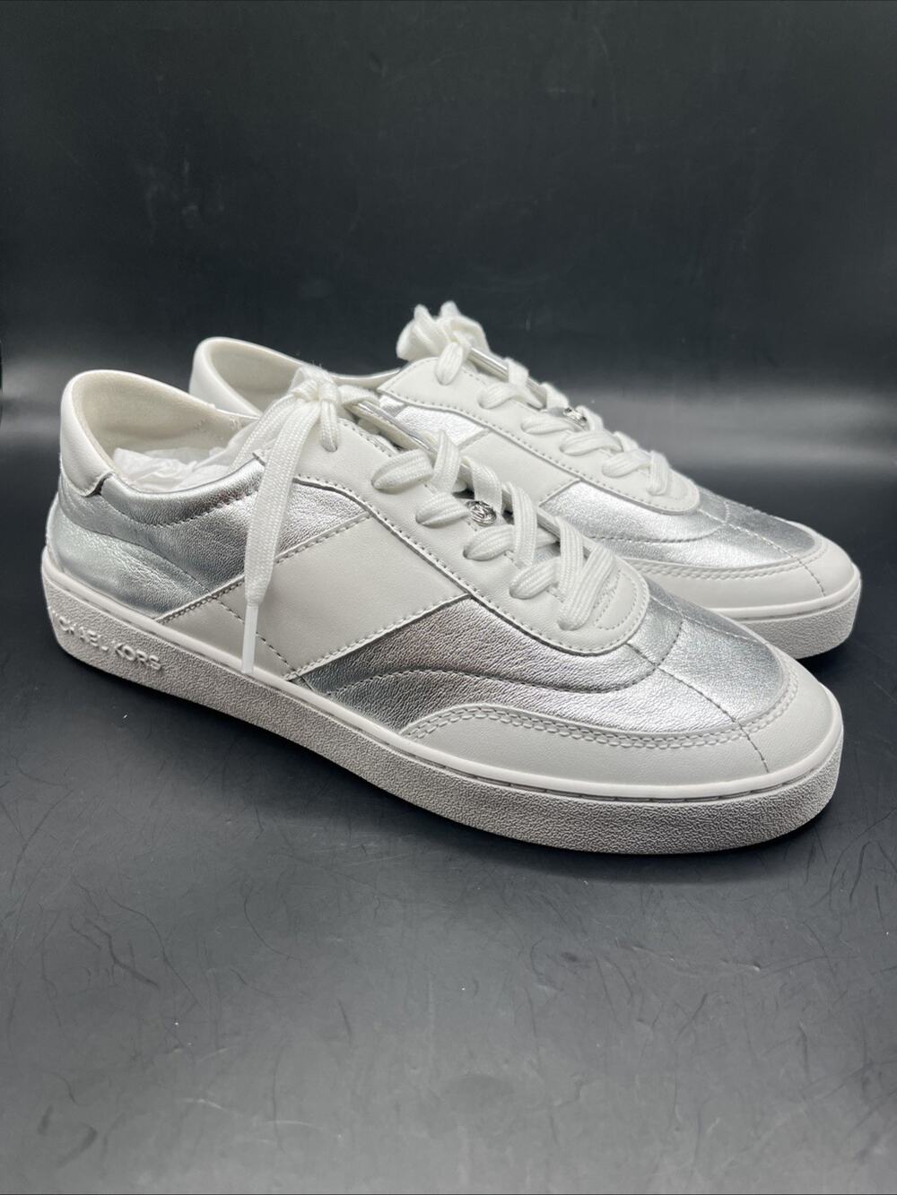 Michael Kors Womens Metallic Silver Low Top Fashion Sneakers Size 9M